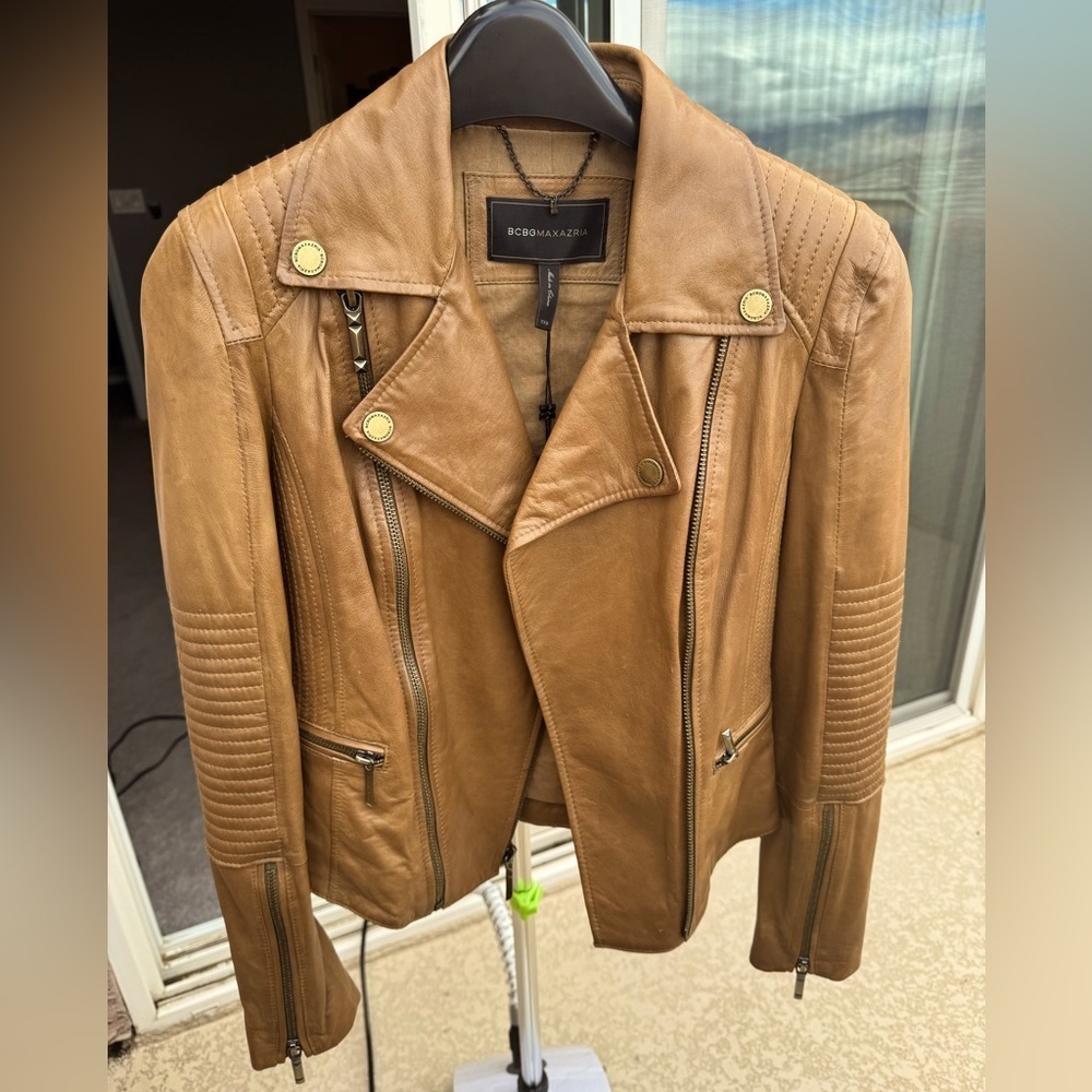 NWT Bcbg MaxAzria motorcycle Leather Jacket - Picture 1 of 14